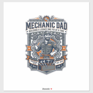 Sticker Chemise de Mécanicien de la Fête des Pères Papa Dr