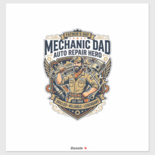 Sticker Chemise de Mécanicien de la Fête des Pères Papa Dr