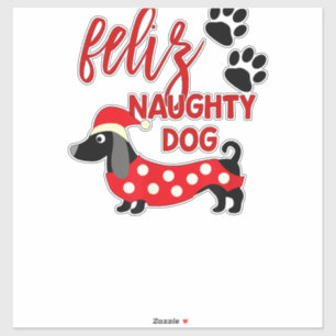 Sticker Chemise de Noël Dachshund _ Funny Feliz Naughty Do