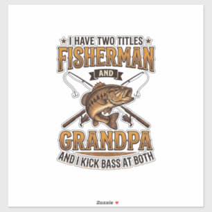 Sticker Chemise de pêche à gravure vintage Grand-père pêch