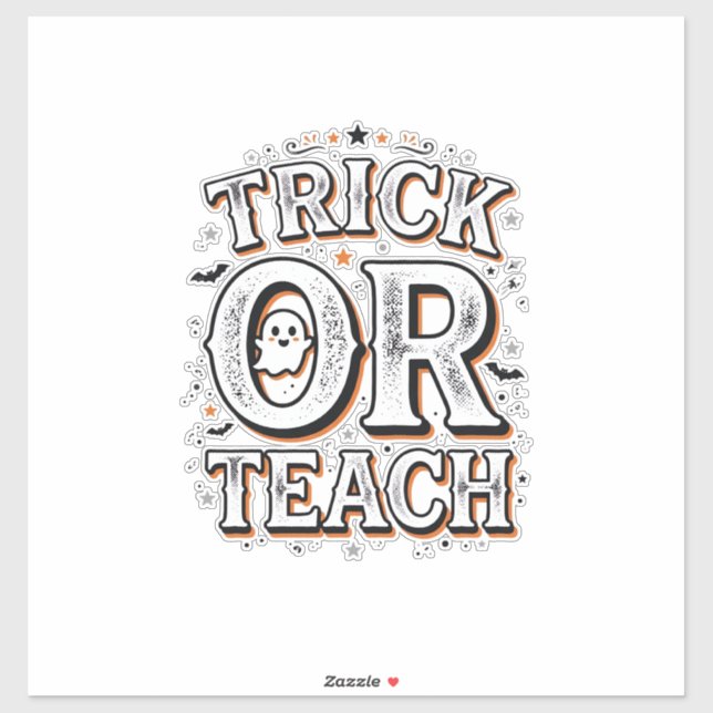Sticker Chemise de professeur Halloween Trick Or Teach vin (Feuille)
