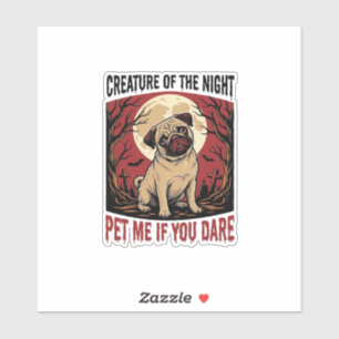 Sticker Chemise de pug Halloween avec cimetière effrayant