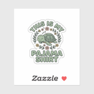 Sticker Chemise de pyjama tortue mignonne endormie vecteur