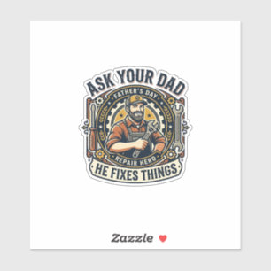 Sticker Chemise de réparation de papa de jour de père Dema