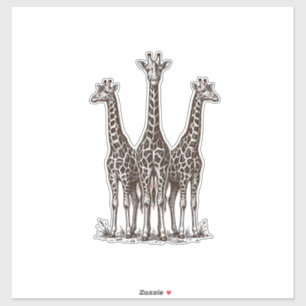 Sticker Chemise de safari avec gravure de girafe vintage a