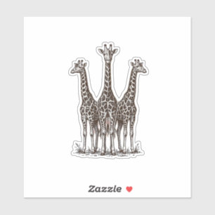 Sticker Chemise de safari avec gravure de girafe vintage a