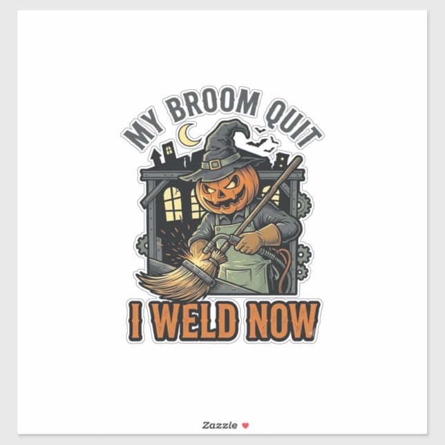 Sticker Chemise de Soudure Halloween Dessin de Balai de So (Feuille)