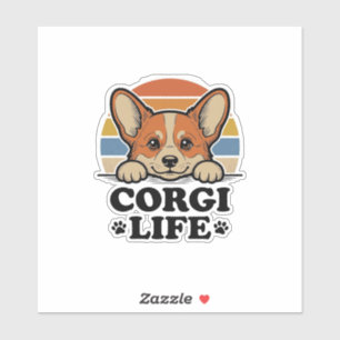 Sticker Chemise de vie Corgi Gravure vintage Art d'amant d