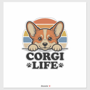 Sticker Chemise de vie Corgi Gravure vintage Art d'amant d