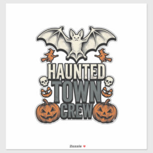 Sticker Chemise de ville hantée Halloween vintage chauve-s