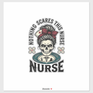 Sticker Chemise d'infirmière Halloween Graphique de crâne 