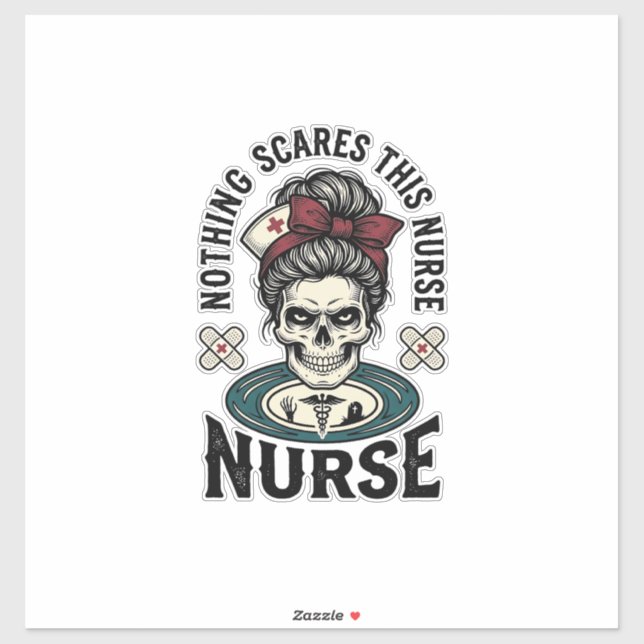 Sticker Chemise d'infirmière Halloween Graphique de crâne  (Feuille)
