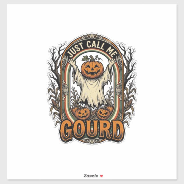 Sticker Chemise drôle de citrouille Gravure vintage Hallow (Feuille)