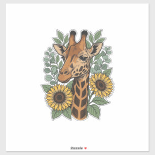 Sticker Chemise florale tournesol girafe gravée vintage_1