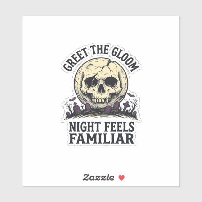 Sticker Chemise graphique de crâne de lune effrayant Hallo (Feuille)