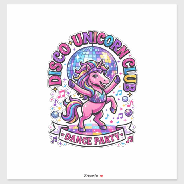 Sticker Chemise graphique du club de disco licorne Commerc (Feuille)