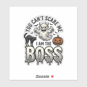 Sticker Chemise Halloween Boss Ghost Gravure Vintage Desig