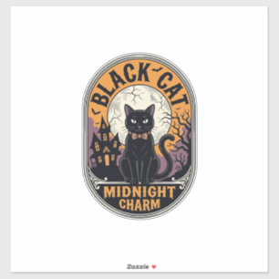 Sticker Chemise Halloween Chat Noir Vintage Charme de Minu