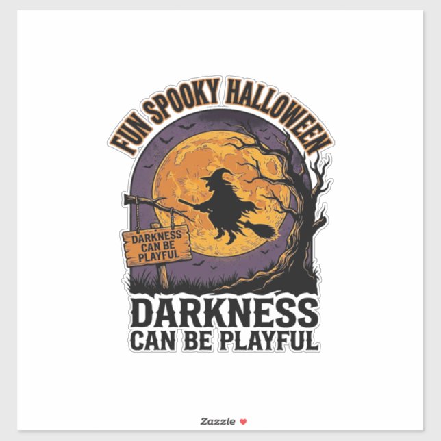 Sticker Chemise Halloween Darkness Design Lune Sorcière Vi (Feuille)