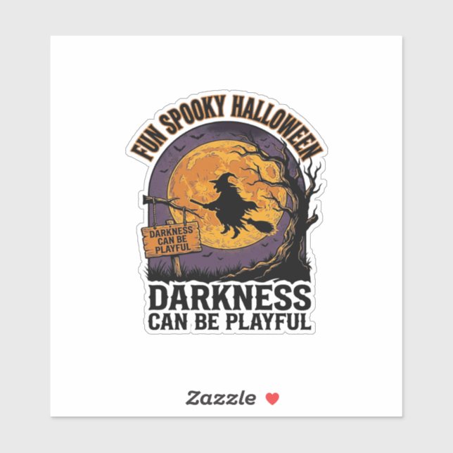 Sticker Chemise Halloween Darkness Design Lune Sorcière Vi (Feuille)