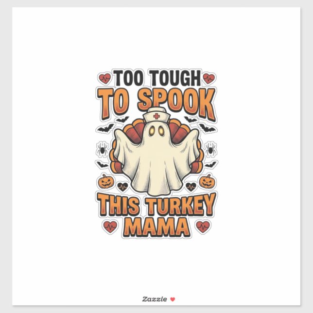 Sticker Chemise Halloween de maman dinde avec fantôme d'in (Feuille)