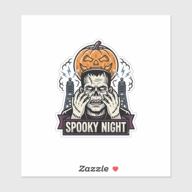 Sticker Chemise Halloween Monstre avec Gravure de Lune de  (Feuille)