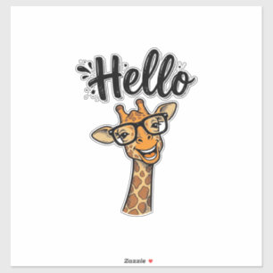 Sticker Chemise Hello Giraffe Gravure Vintage Animal Migno