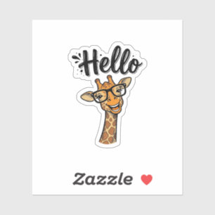 Sticker Chemise Hello Giraffe Gravure Vintage Animal Migno