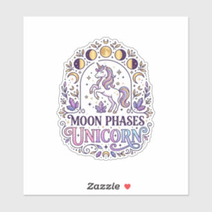 Sticker Chemise Licorne Phases de Lune Licorne Fond Blanc