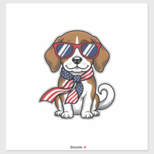 Sticker Chemise lunettes de soleil chien Beagle patriotiqu