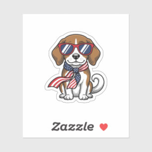 Sticker Chemise lunettes de soleil chien Beagle patriotiqu