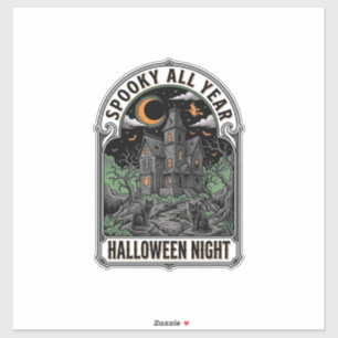Sticker Chemise Maison Hantée Halloween Sorcière Vintage_1