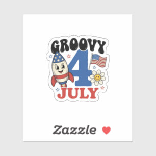 Sticker Chemise patriotique de fusée Groovy 4 juillet Desi