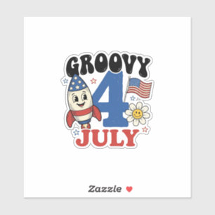 Sticker Chemise patriotique de fusée Groovy 4 juillet Desi