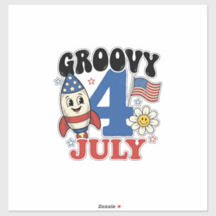 Sticker Chemise patriotique de fusée Groovy 4 juillet Desi