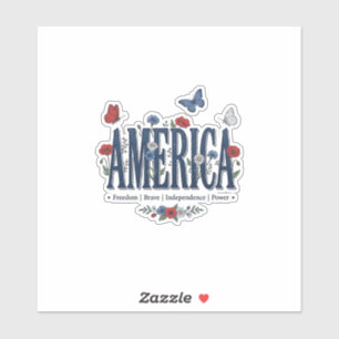 Sticker Chemise patriotique papillon floral Vintage Americ