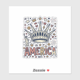 Sticker Chemise patriotique Vintage America Liberty Crown