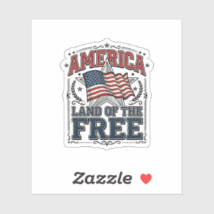 Sticker Chemise Patriotique Vintage America Terre De Libre