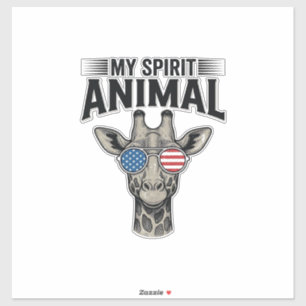 Sticker Chemise patriotique vintage girafe animal spiritue