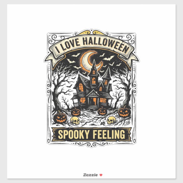 Sticker Chemise Sentiment Halloween Maison Hantée Vintage  (Feuille)