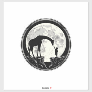Sticker Chemise silhouette de girafe et d'enfant sous la l