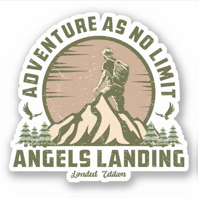 Sticker Chemise T-Shirt Retro Angels Landing Hike Sunset (Devant)