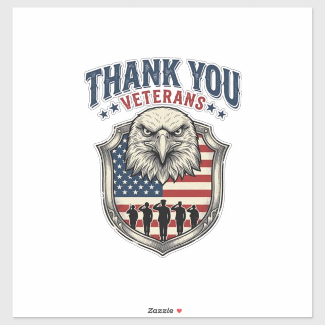 Sticker Chemise Thank You Veterans Patriotic Eagle Shield_ (Feuille)