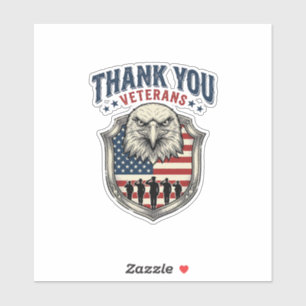 Sticker Chemise Thank You Veterans Patriotic Eagle Shield_