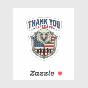 Sticker Chemise Thank You Veterans Patriotic Eagle Shield_