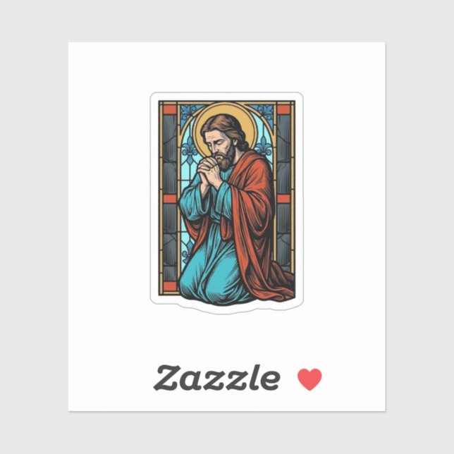 Sticker Chemise vectorielle de figure religieuse priant vi (Feuille)