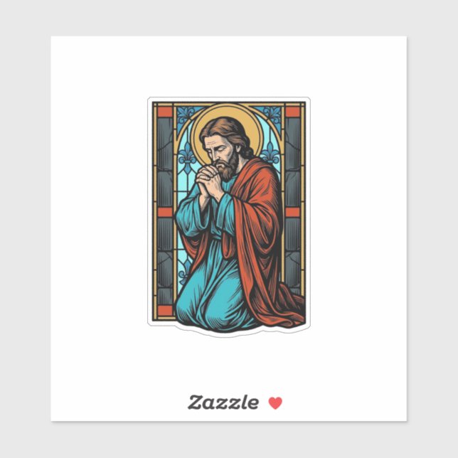 Sticker Chemise vectorielle de figure religieuse priant vi (Feuille)