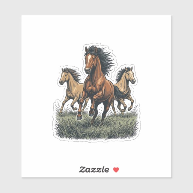 Sticker Chemise vectorielle occidentale de chevaux sauvage (Feuille)