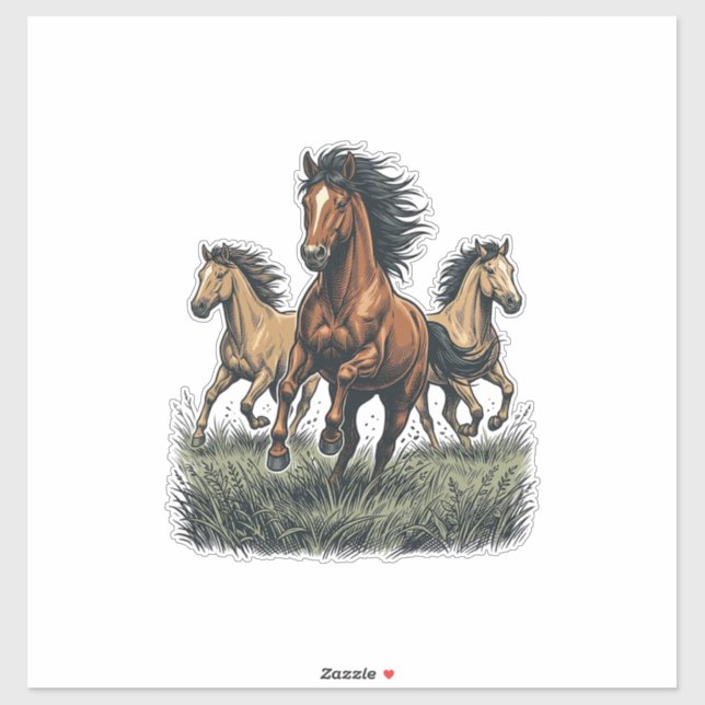 Sticker Chemise vectorielle occidentale de chevaux sauvage (Feuille)