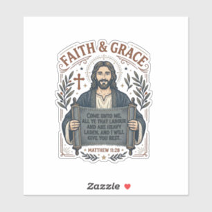 Sticker Chemise vintage avec motif de Jésus et croix au po